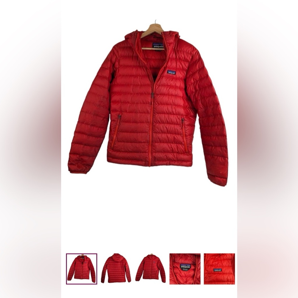 Patagonia Men's Down Sweater Hoody Size Small Red